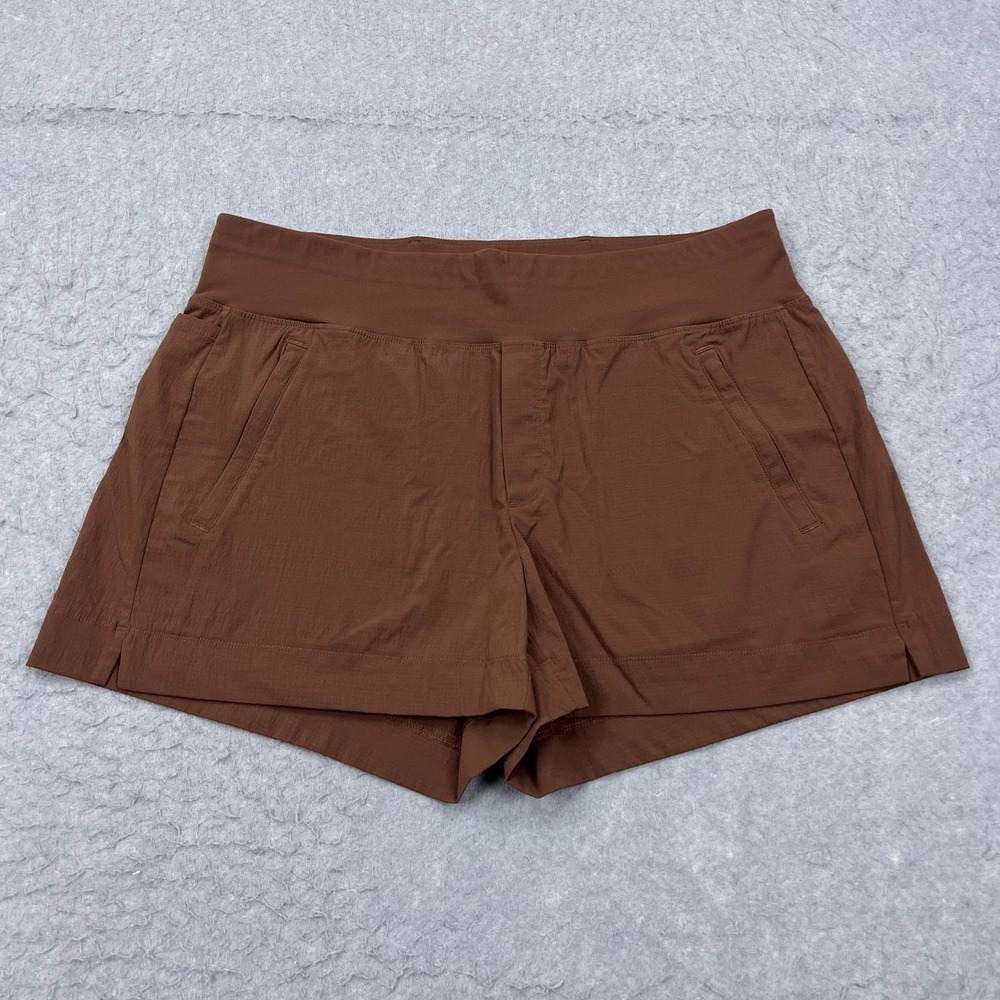 Athleta Trekkie North Short Women's 14 Brown Nylon Mid Rise 3.5" Inseam Hiking